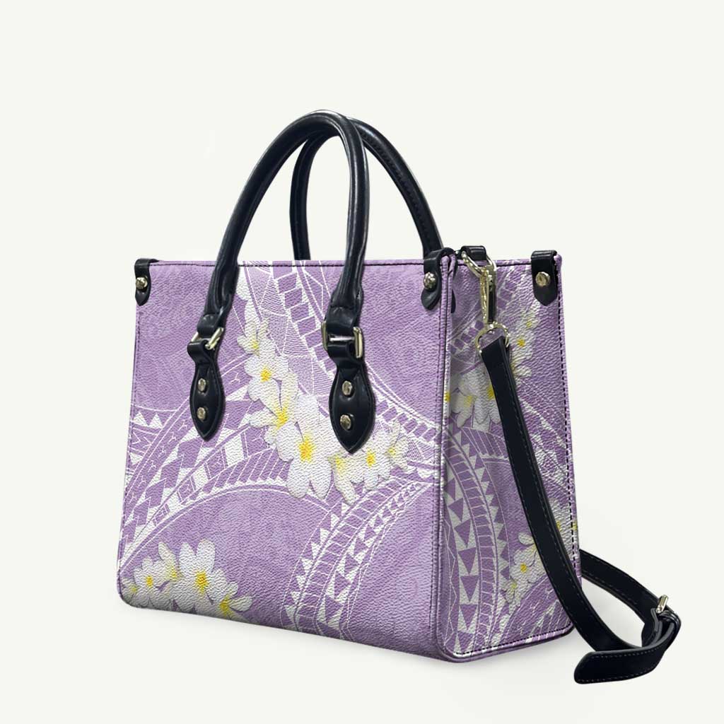 Polynesian Vintage Floral Leather Bag Lavender Motifs - Polynesian Pride