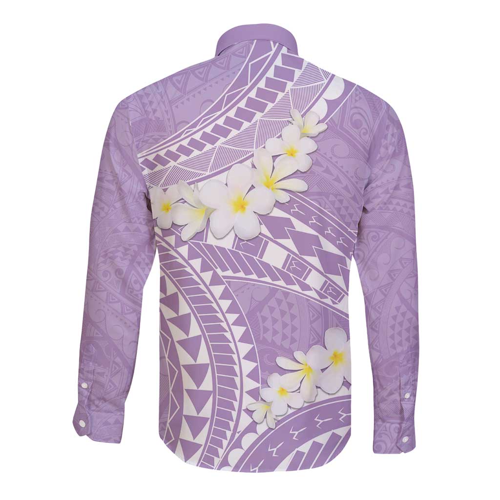 Polynesian Vintage Floral Long Sleeve Button Shirt Lavender Motifs - Polynesian Pride