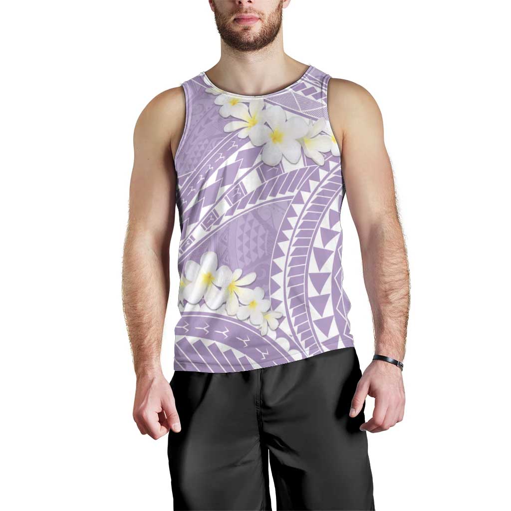 Polynesian Vintage Floral Men Tank Top Lavender Motifs - Polynesian Pride