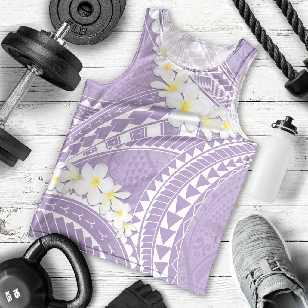 Polynesian Vintage Floral Men Tank Top Lavender Motifs - Polynesian Pride