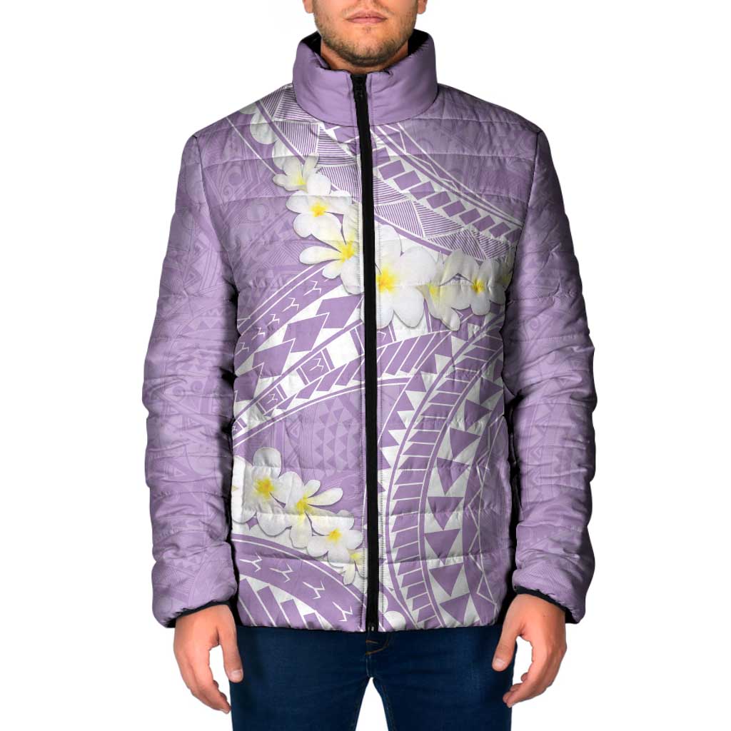 Polynesian Vintage Floral Padded Jacket Lavender Motifs - Polynesian Pride
