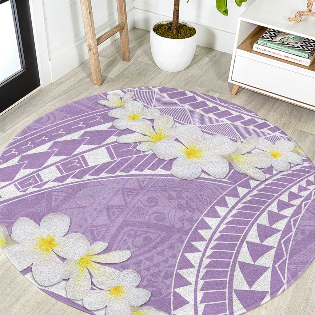 Polynesian Vintage Floral Round Carpet Lavender Motifs - Polynesian Pride