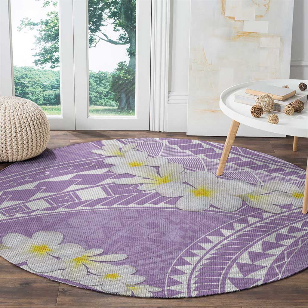 Polynesian Vintage Floral Round Carpet Lavender Motifs - Polynesian Pride
