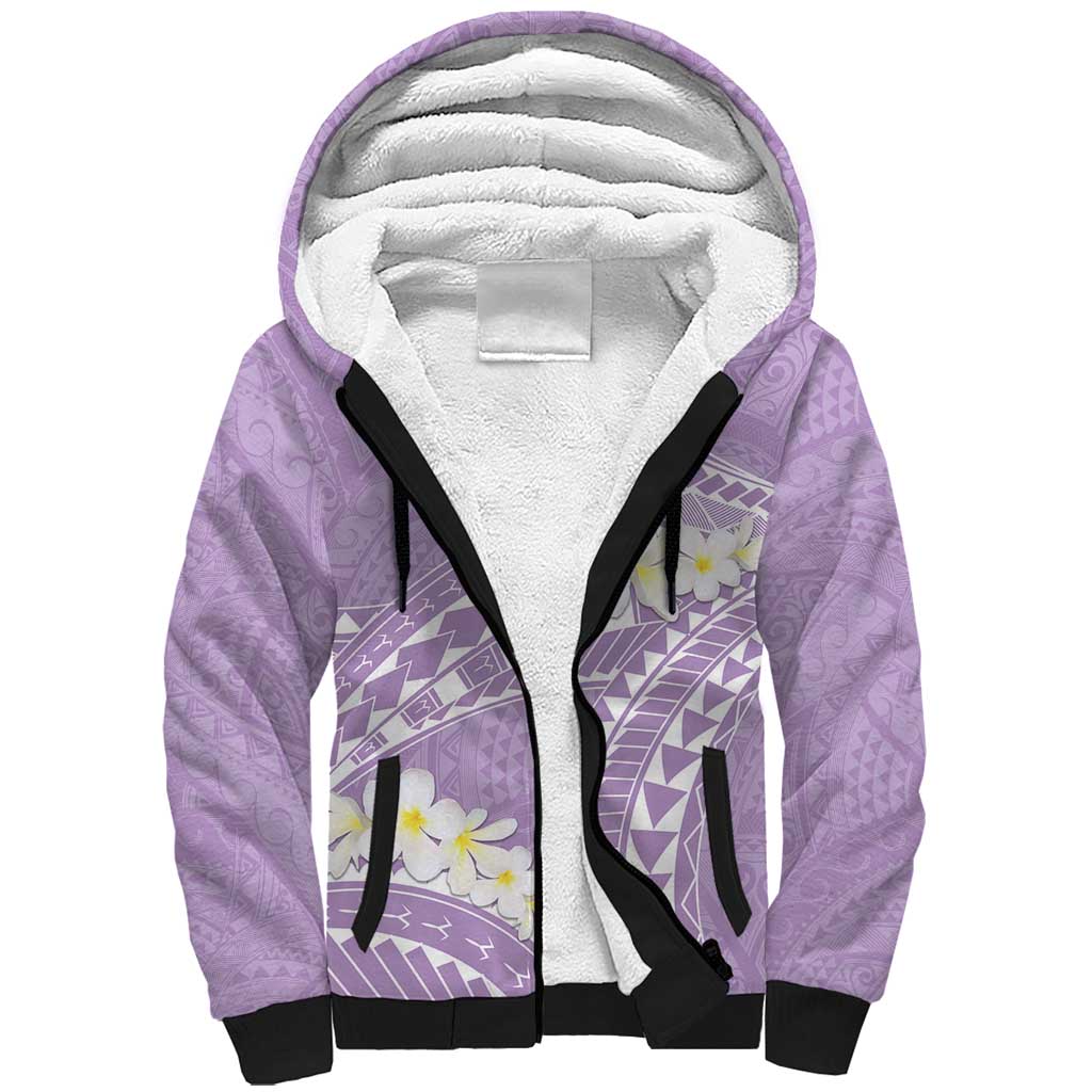 Polynesian Vintage Floral Sherpa Hoodie Lavender Motifs - Polynesian Pride