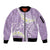 Polynesian Vintage Floral Sleeve Zip Bomber Jacket Lavender Motifs - Polynesian Pride