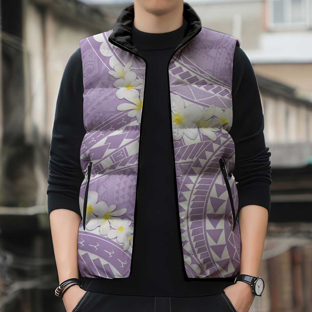 Polynesian Vintage Floral Sleeveless Puffer Jacket Lavender Motifs - Polynesian Pride