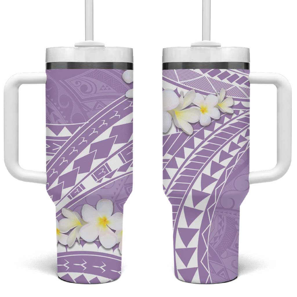 Polynesian Vintage Floral Tumbler With Handle Lavender Motifs - Polynesian Pride