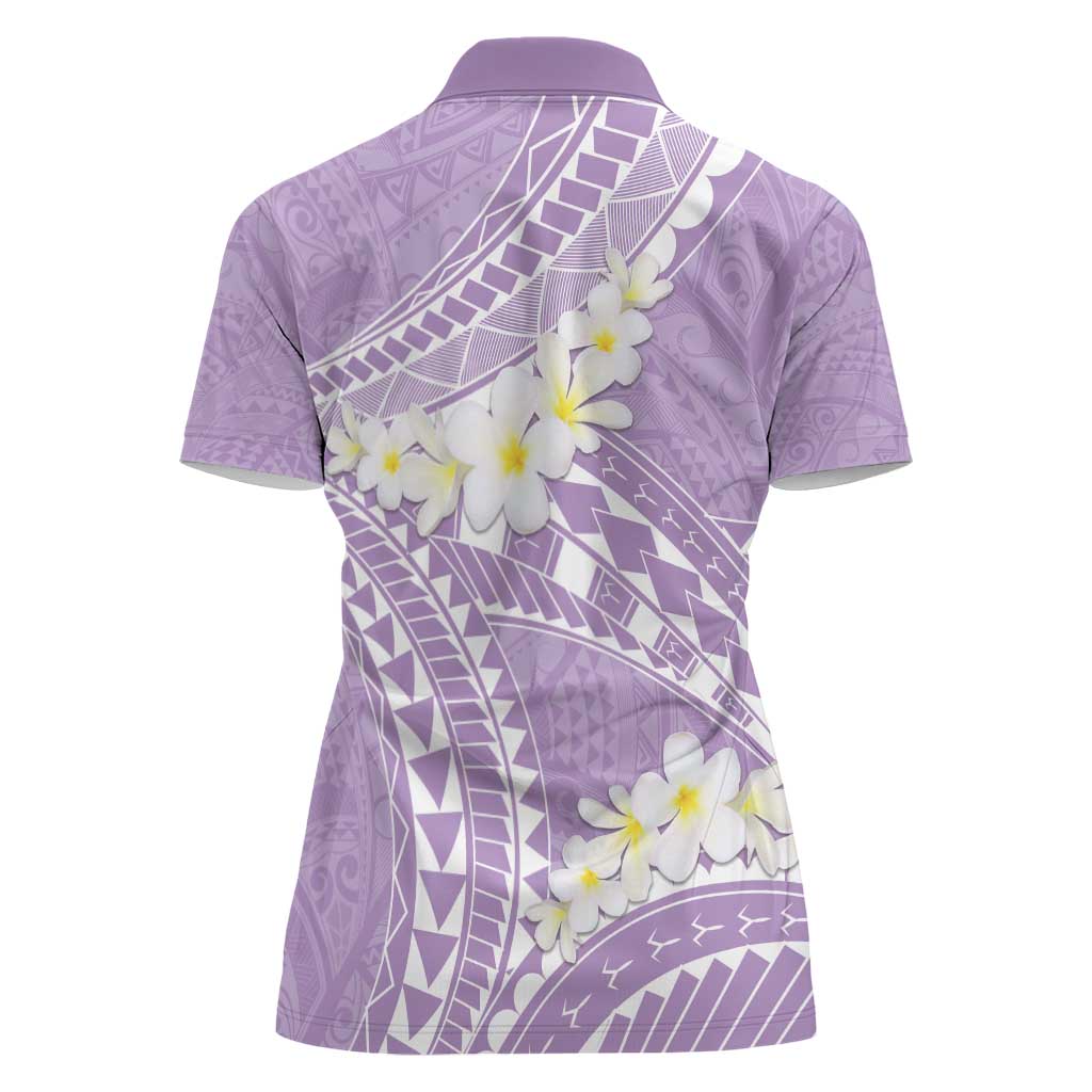 Polynesian Vintage Floral Women Polo Shirt Lavender Motifs - Polynesian Pride