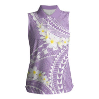 Polynesian Vintage Floral Women Sleeveless Polo Shirt Lavender Motifs - Polynesian Pride