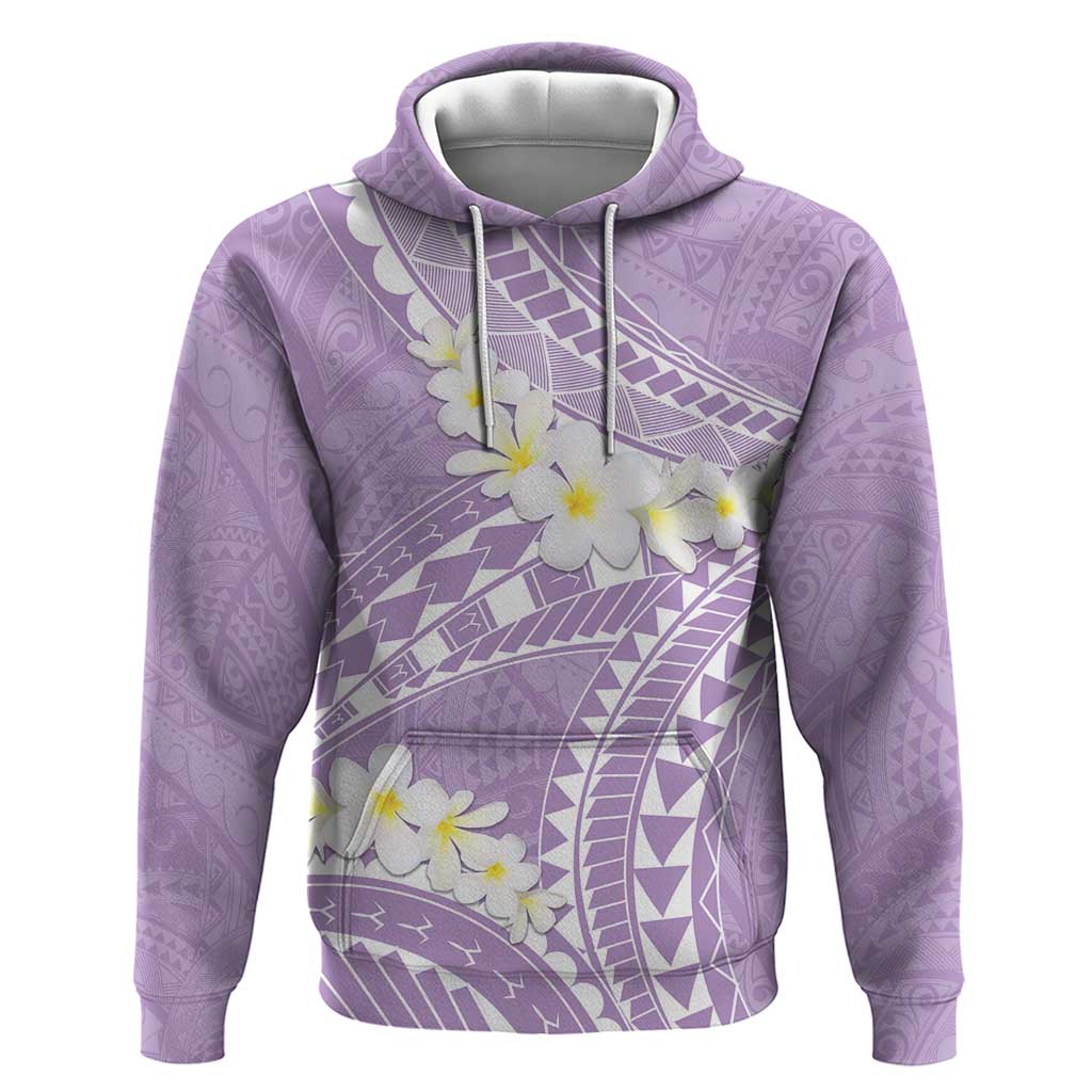 Polynesian Vintage Floral Zip Hoodie Lavender Motifs - Polynesian Pride