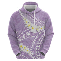 Polynesian Vintage Floral Zip Hoodie Lavender Motifs - Polynesian Pride