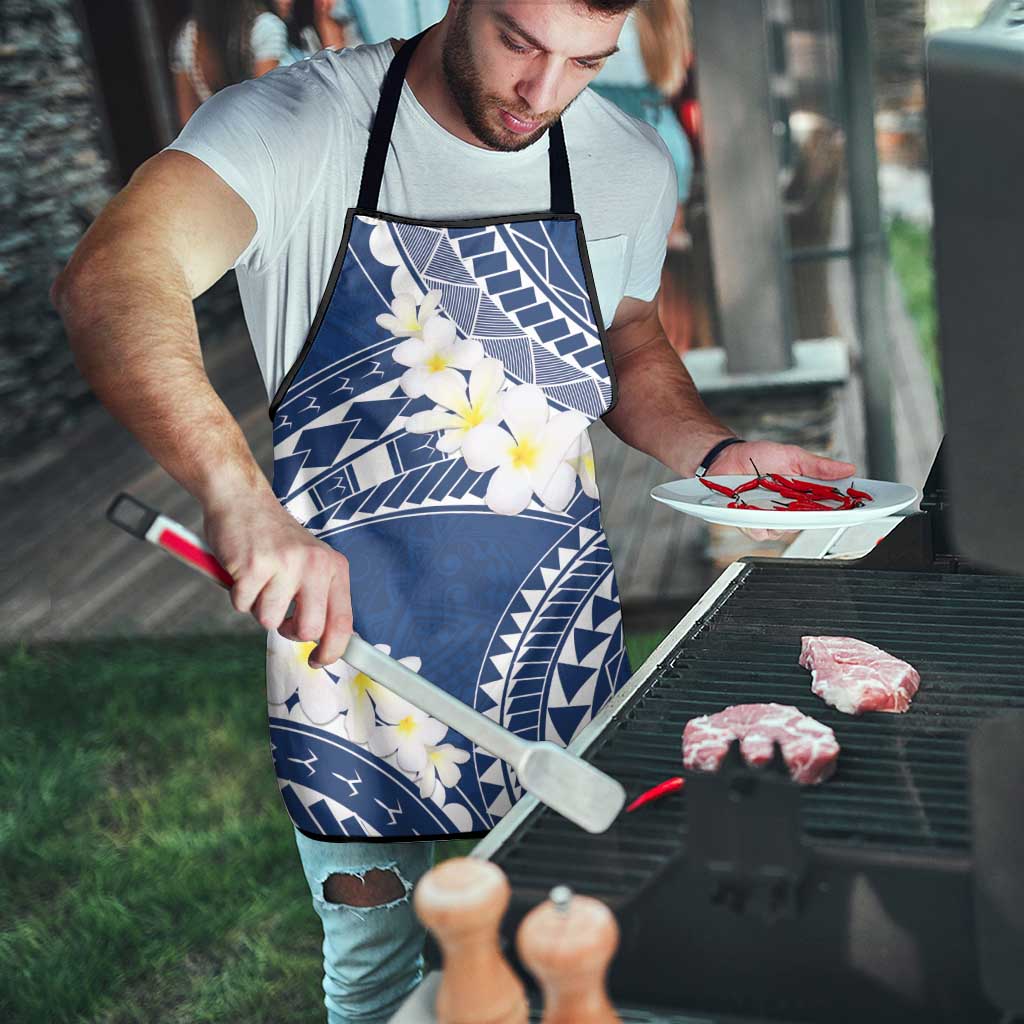 Polynesian Vintage Floral Apron Navy Blue Motifs - Polynesian Pride