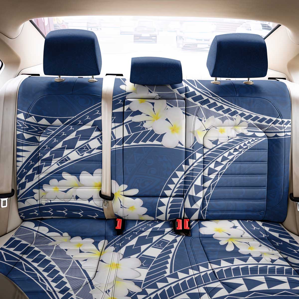 Polynesian Vintage Floral Back Car Seat Cover Navy Blue Motifs - Polynesian Pride