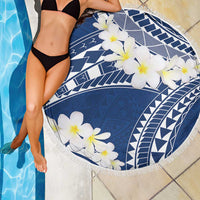 Polynesian Vintage Floral Beach Blanket Navy Blue Motifs - Polynesian Pride