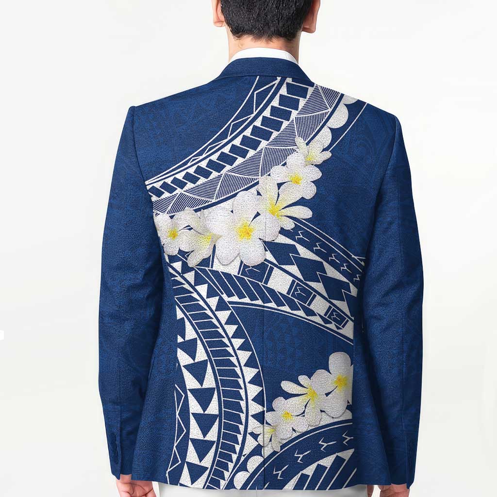 Polynesian Vintage Floral Blazer Navy Blue Motifs - Polynesian Pride
