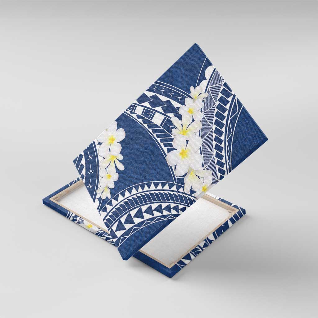 Polynesian Vintage Floral Canvas Wall Art Navy Blue Motifs - Polynesian Pride
