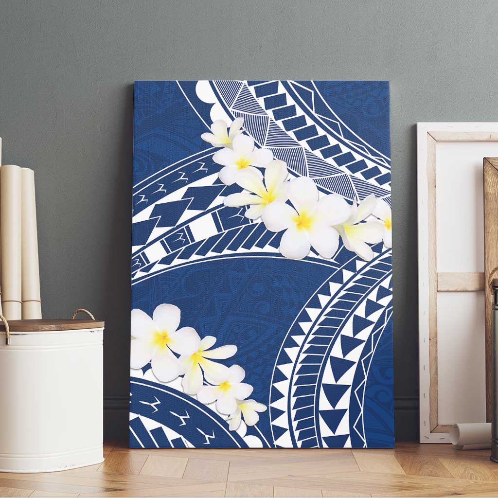 Polynesian Vintage Floral Canvas Wall Art Navy Blue Motifs - Polynesian Pride