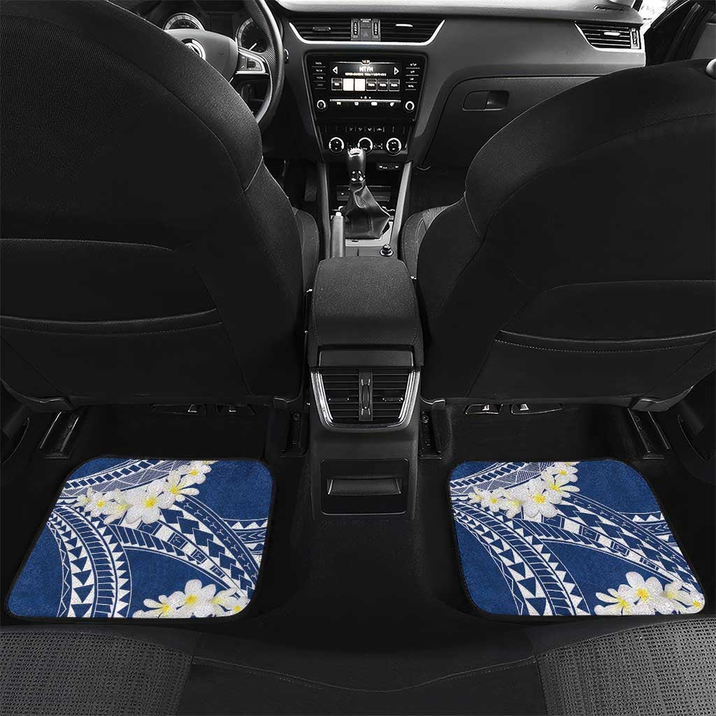 Polynesian Vintage Floral Car Mats Navy Blue Motifs - Polynesian Pride