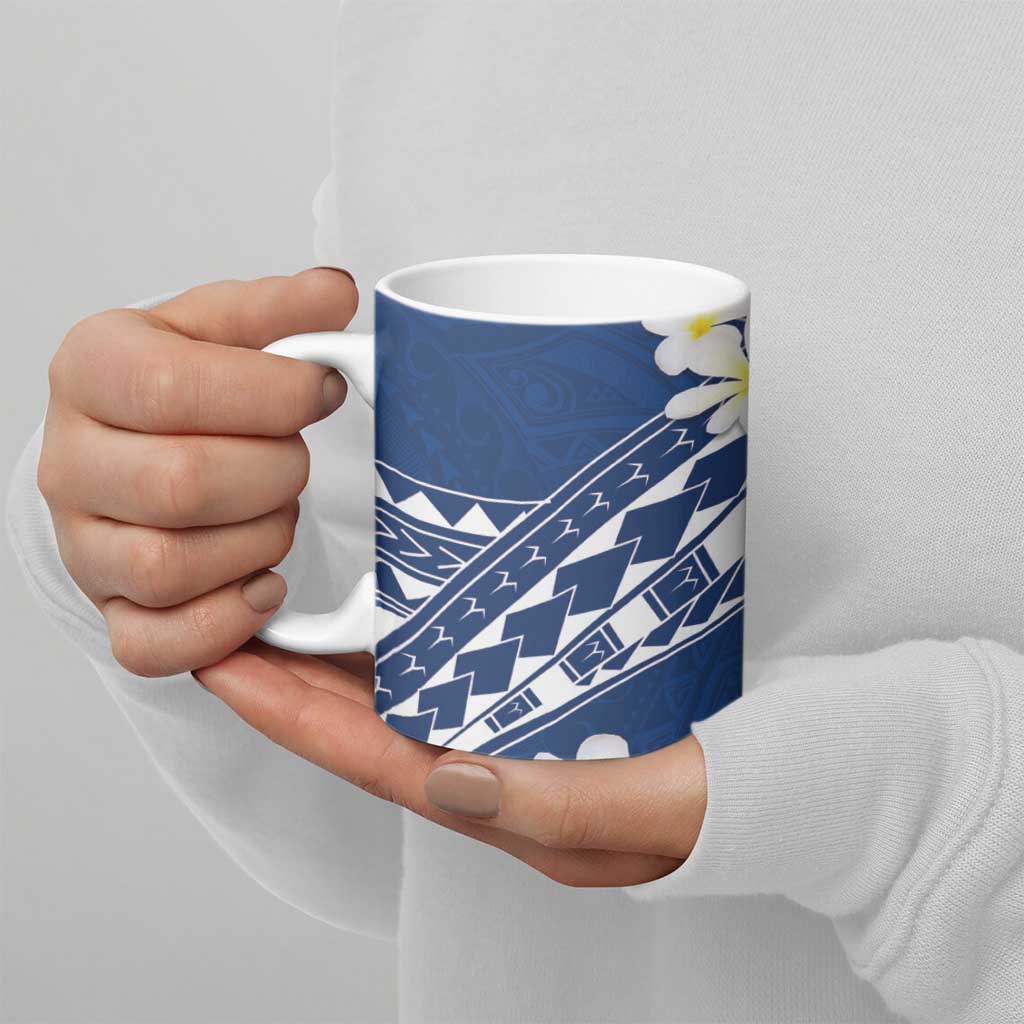 Polynesian Vintage Floral Ceramic Mug Navy Blue Motifs - Polynesian Pride