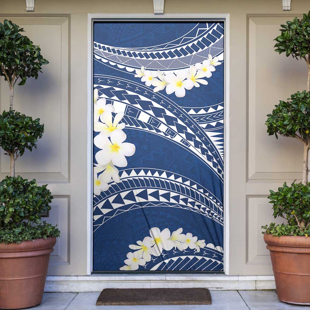 Polynesian Vintage Floral Door Cover Navy Blue Motifs - Polynesian Pride
