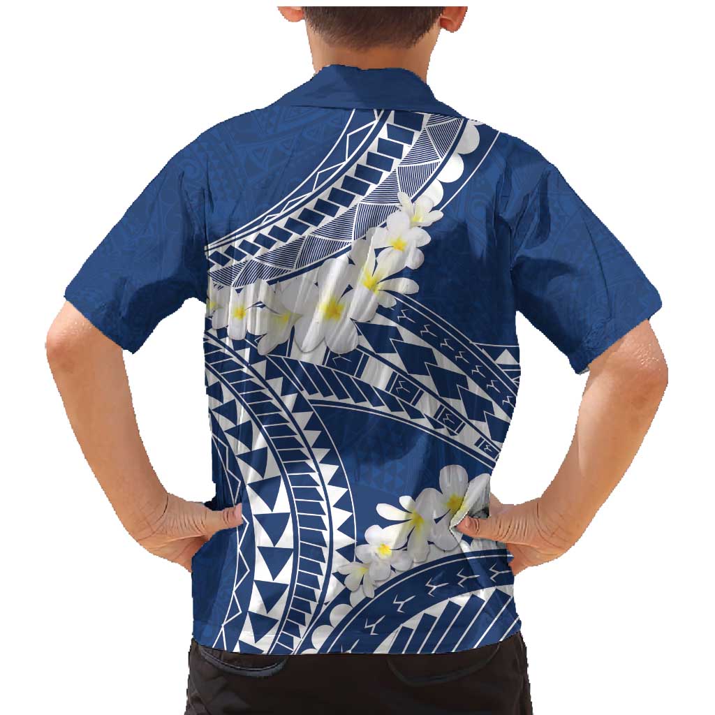 Polynesian Vintage Floral Family Matching Mermaid Dress and Hawaiian Shirt Navy Blue Motifs - Polynesian Pride