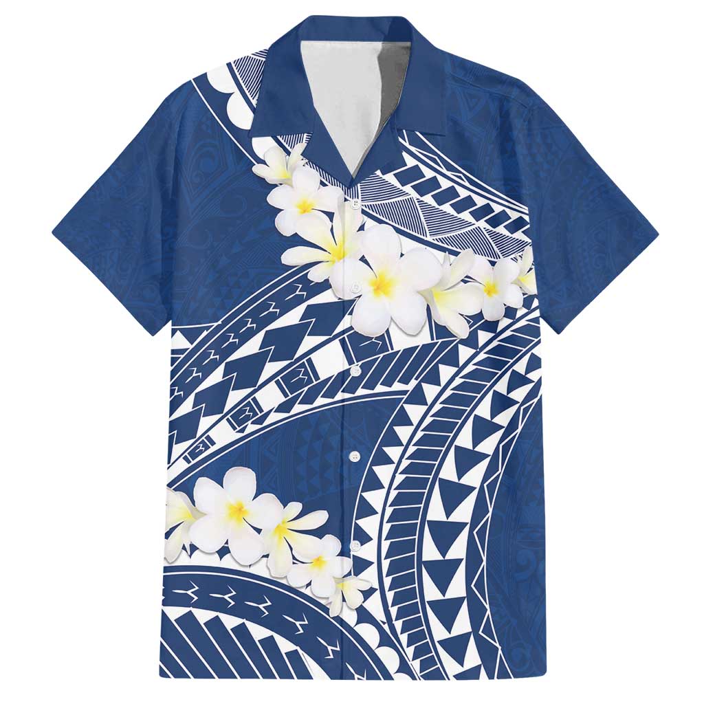 Polynesian Vintage Floral Family Matching Puletasi and Hawaiian Shirt Navy Blue Motifs - Polynesian Pride