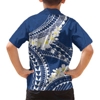 Polynesian Vintage Floral Family Matching Short Sleeve Bodycon Dress and Hawaiian Shirt Navy Blue Motifs - Polynesian Pride