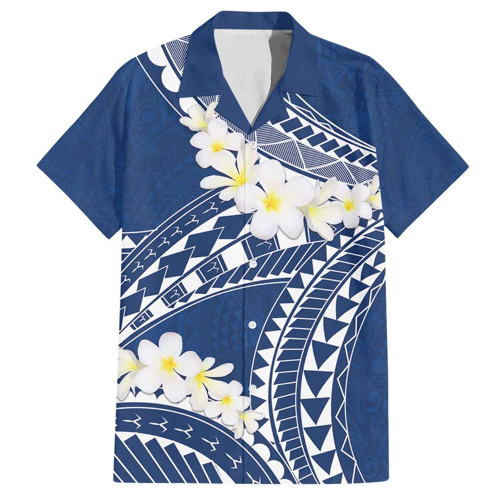 Polynesian Vintage Floral Family Matching Short Sleeve Bodycon Dress and Hawaiian Shirt Navy Blue Motifs - Polynesian Pride