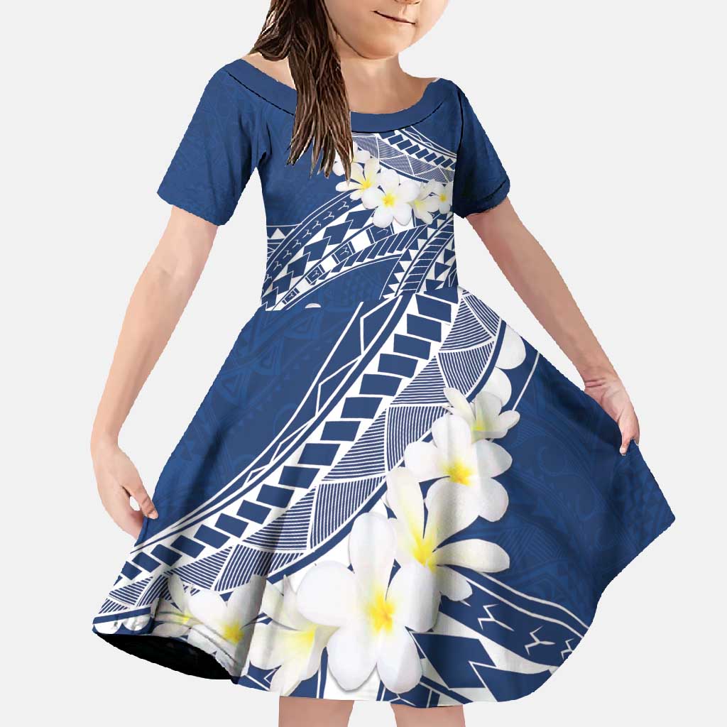 Polynesian Vintage Floral Family Matching Tank Maxi Dress and Hawaiian Shirt Navy Blue Motifs - Polynesian Pride