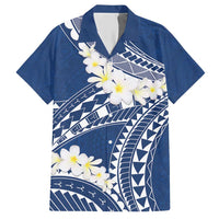 Polynesian Vintage Floral Hawaiian Shirt Navy Blue Motifs - Polynesian Pride