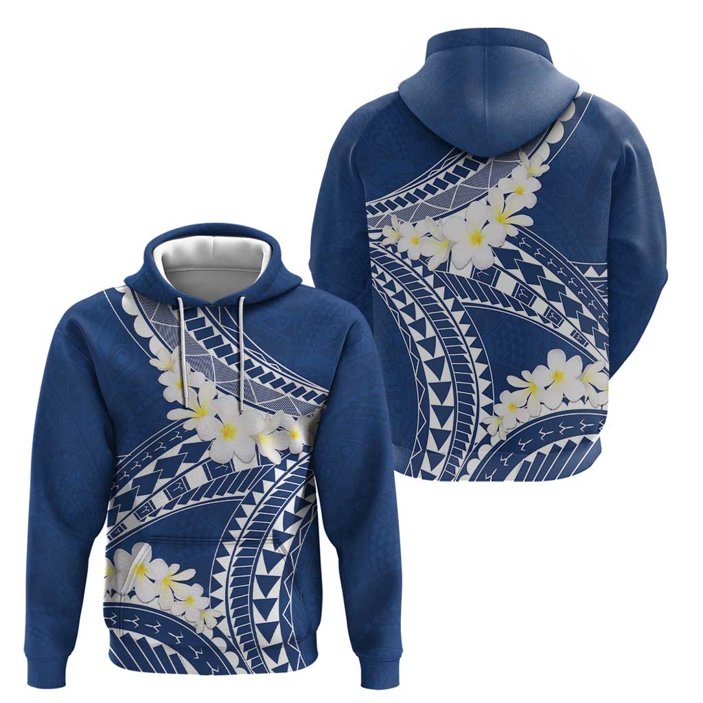 Polynesian Vintage Floral Hoodie Navy Blue Motifs - Polynesian Pride