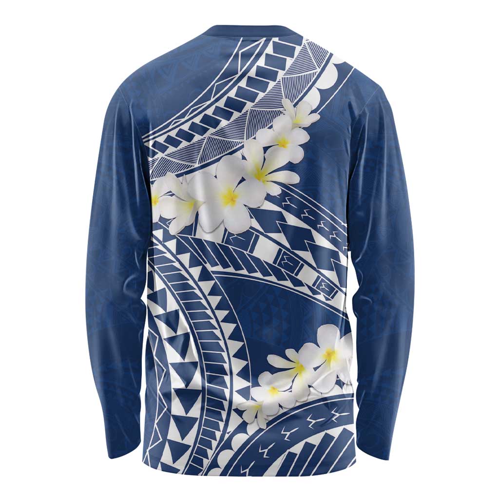 Polynesian Vintage Floral Long Sleeve Shirt Navy Blue Motifs LT7 - Polynesian Pride