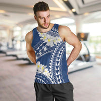 Polynesian Vintage Floral Men Tank Top Navy Blue Motifs - Polynesian Pride