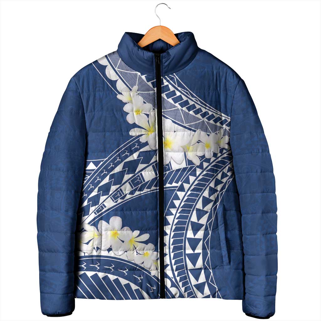 Polynesian Vintage Floral Padded Jacket Navy Blue Motifs - Polynesian Pride