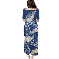 Polynesian Vintage Floral Puletasi Navy Blue Motifs - Polynesian Pride