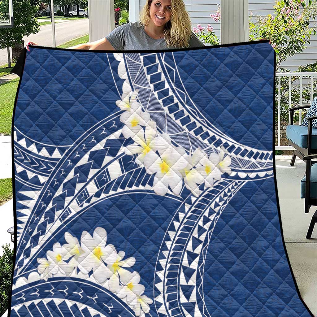 Polynesian Vintage Floral Quilt Navy Blue Motifs - Polynesian Pride