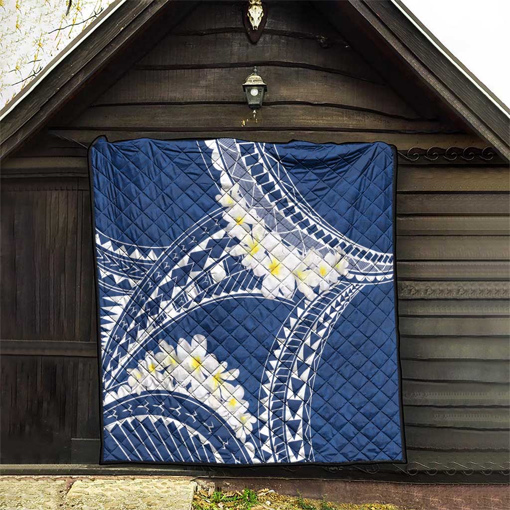 Polynesian Vintage Floral Quilt Navy Blue Motifs - Polynesian Pride