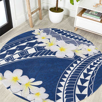 Polynesian Vintage Floral Round Carpet Navy Blue Motifs - Polynesian Pride
