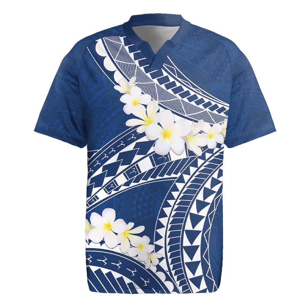 Polynesian Vintage Floral Rugby Jersey Navy Blue Motifs - Polynesian Pride