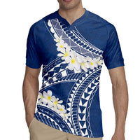 Polynesian Vintage Floral Rugby Jersey Navy Blue Motifs - Polynesian Pride