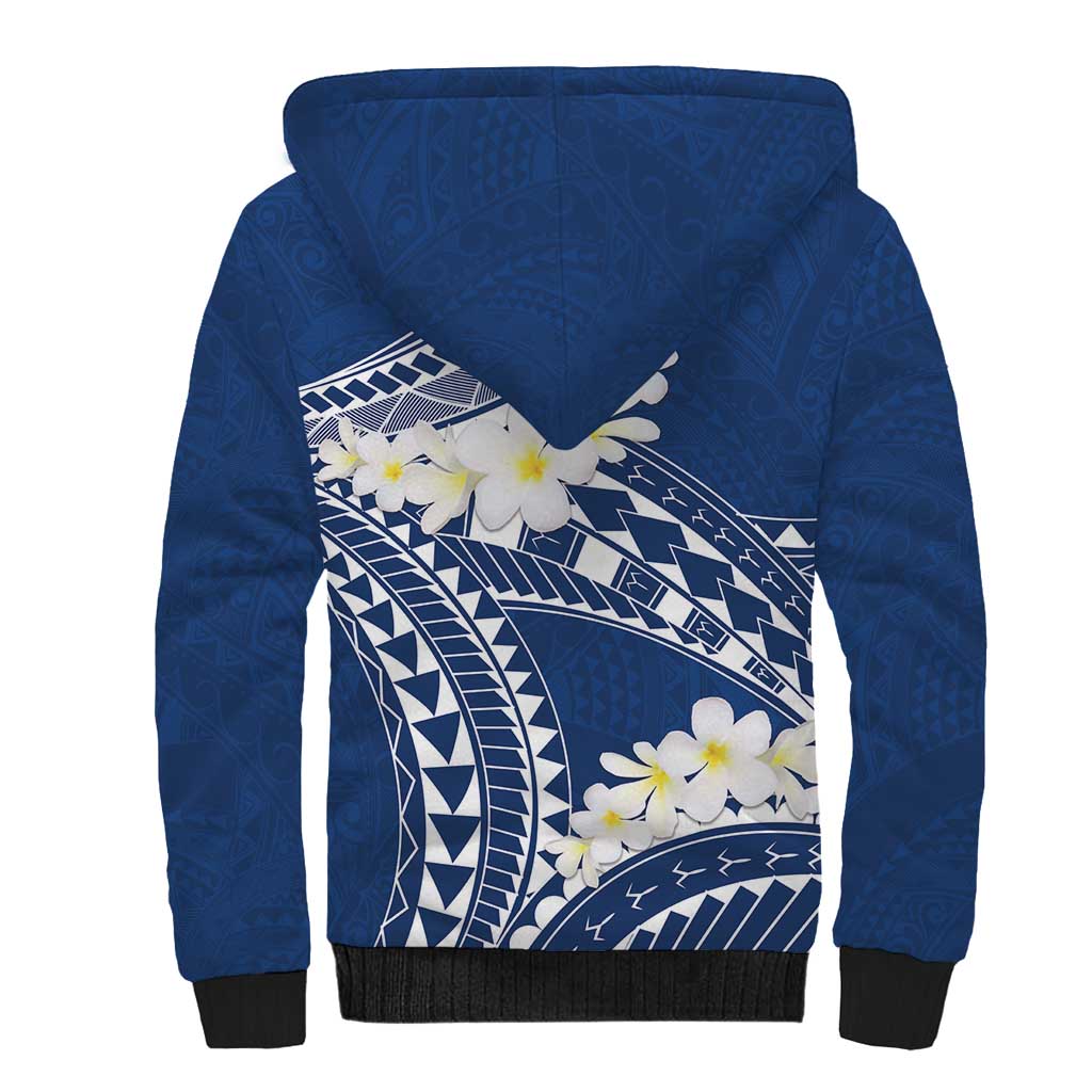 Polynesian Vintage Floral Sherpa Hoodie Navy Blue Motifs - Polynesian Pride