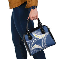 Polynesian Vintage Floral Shoulder Handbag Navy Blue Motifs - Polynesian Pride