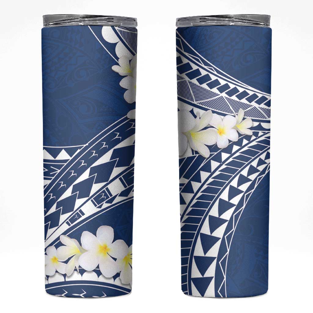 Polynesian Vintage Floral Skinny Tumbler Navy Blue Motifs - Polynesian Pride