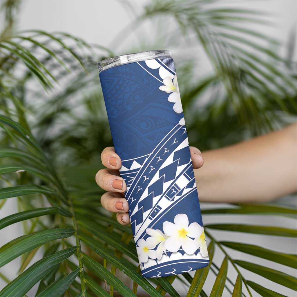 Polynesian Vintage Floral Skinny Tumbler Navy Blue Motifs - Polynesian Pride