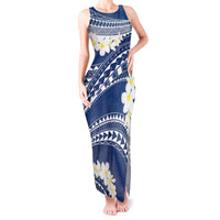 Polynesian Vintage Floral Tank Maxi Dress Navy Blue Motifs - Polynesian Pride