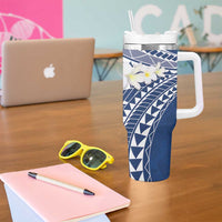 Polynesian Vintage Floral Tumbler With Handle Navy Blue Motifs - Polynesian Pride
