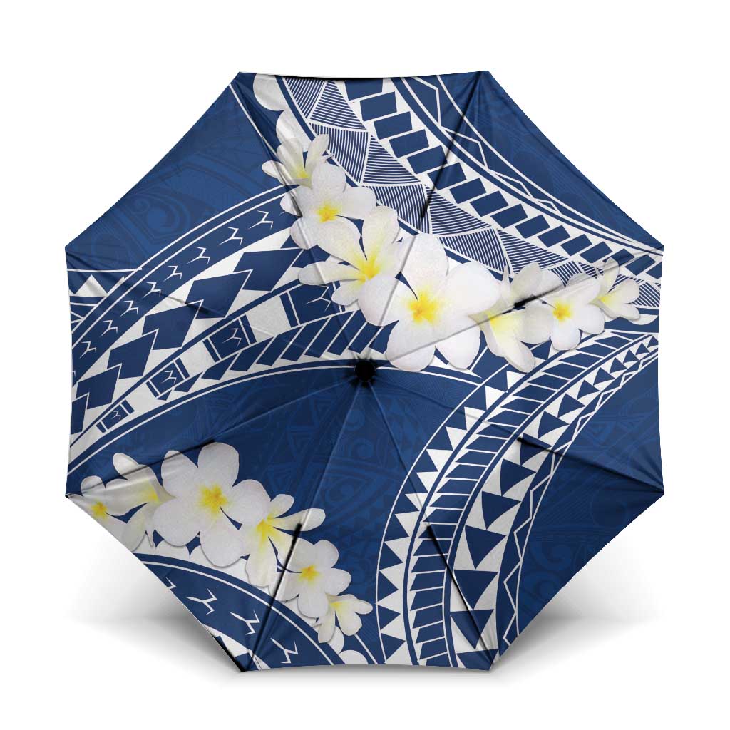 Polynesian Vintage Floral Umbrella Navy Blue Motifs - Polynesian Pride