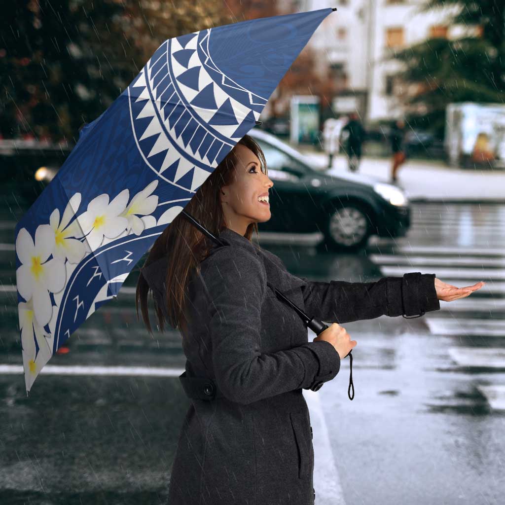 Polynesian Vintage Floral Umbrella Navy Blue Motifs - Polynesian Pride
