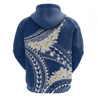 Polynesian Vintage Floral Zip Hoodie Navy Blue Motifs - Polynesian Pride
