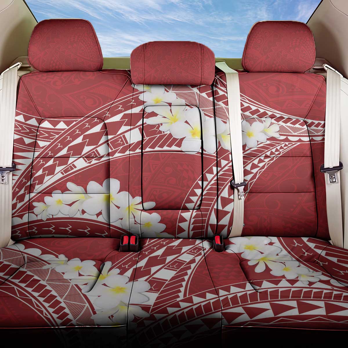 Polynesian Vintage Floral Back Car Seat Cover Scarlet Motifs - Polynesian Pride